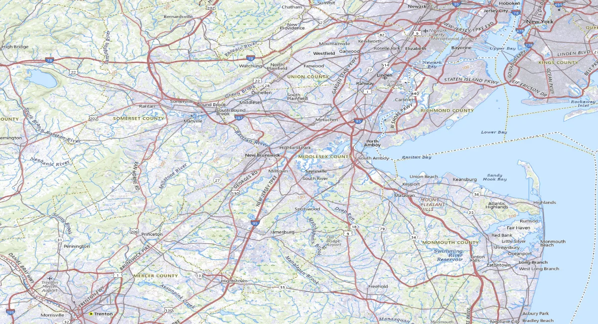 USGS regional map of central New Jersey